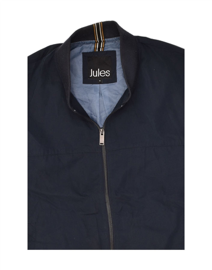 JULES Mens Bomber Jacket UK 38 Medium Navy Blue Polyester | Vintage Jules | Thrift | Second-Hand Jules | Used Clothing | Messina Hembry 