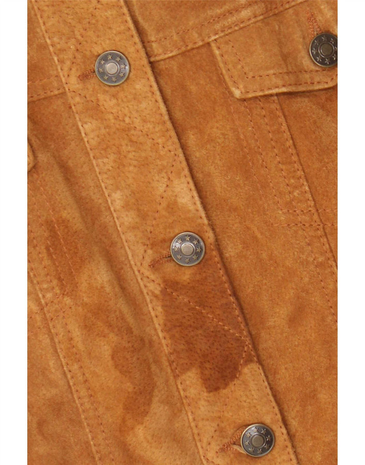 Vintage Womens Suede Jacket EU 36 Small Beige Leather