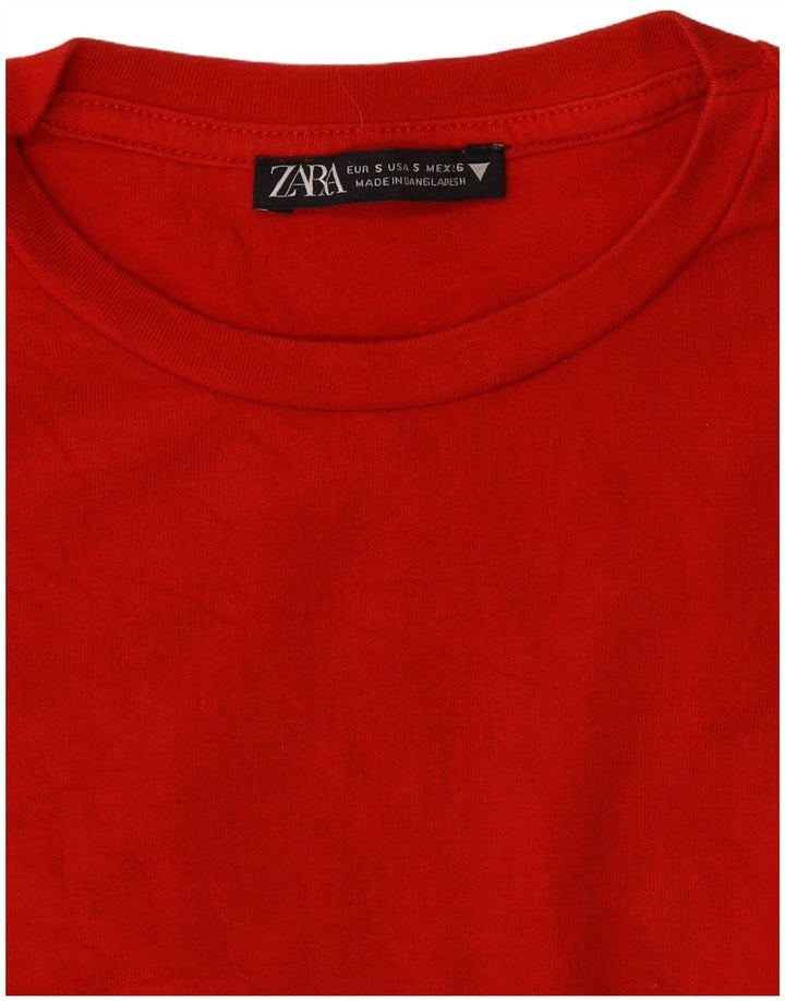 Zara Womens Crop Top Long Sleeve UK 8 Small Red