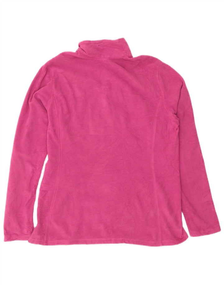 Eddie Bauer Womens Zip Neck Fleece Jumper UK 16 Large Pink Polyester