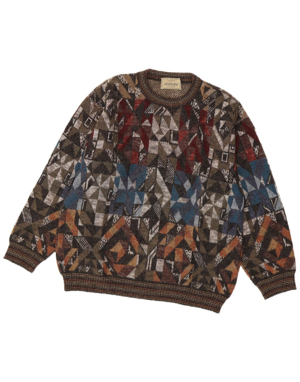 Suspense Mens Crew Neck Jumper Sweater IT 48 Medium Multicoloured Geometric