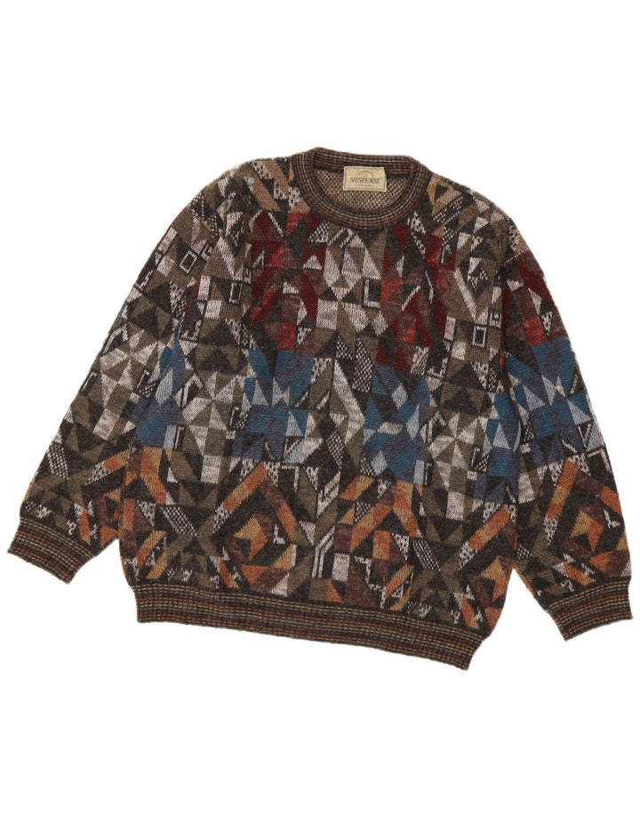 Suspense Mens Crew Neck Jumper Sweater IT 48 Medium Multicoloured Geometric