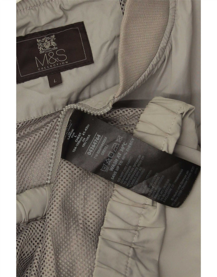 Marks & Spencer Mens Bomber Jacket UK 40 Large Grey Polyester