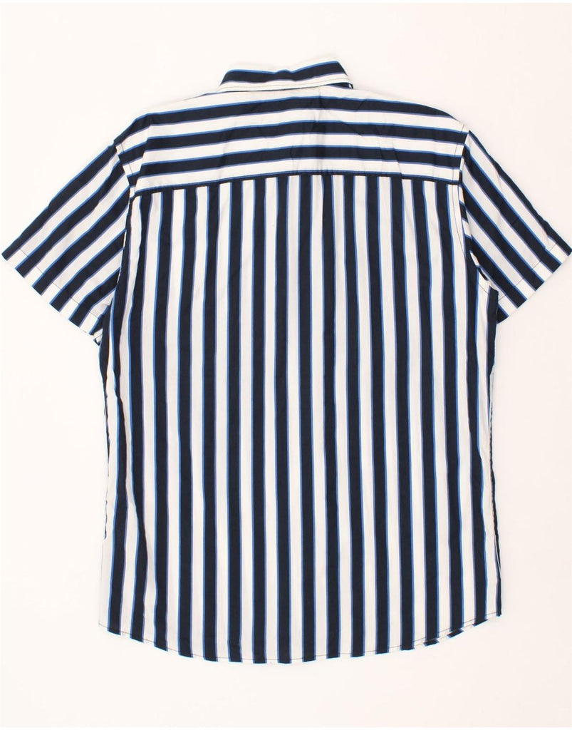 JACK & JONES Mens Short Sleeve Shirt XL Navy Blue Striped Cotton Vintage Jack & Jones and Second-Hand Jack & Jones from Messina Hembry 