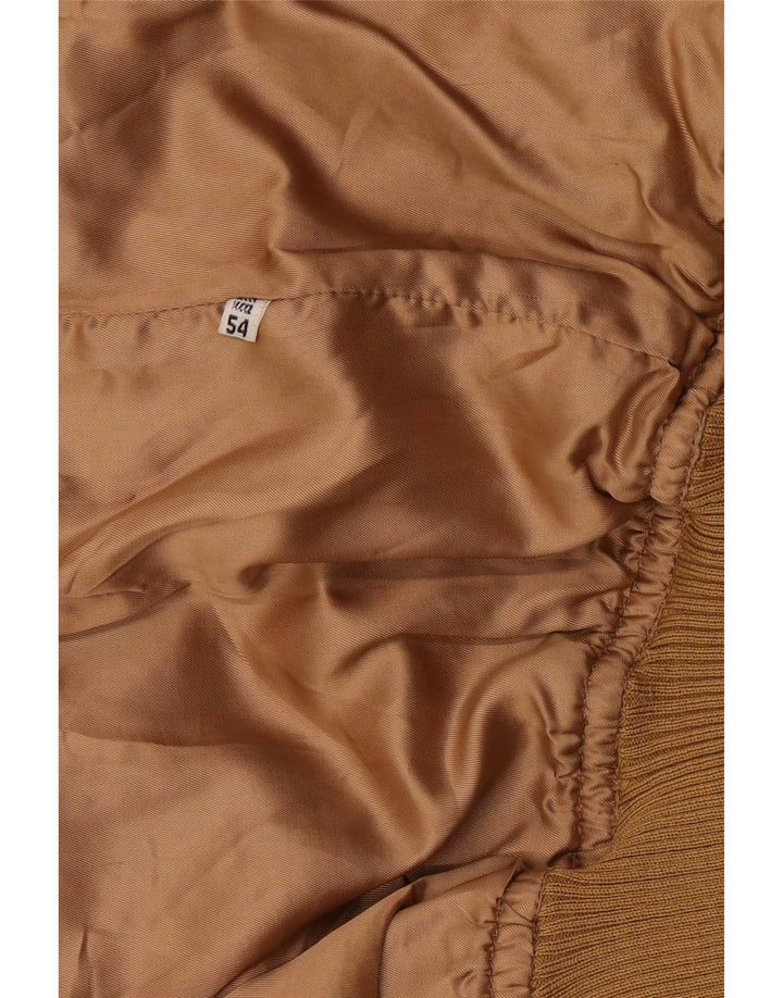 Vintage Mens Suede Bomber Jacket IT 54 2XL Brown Retro