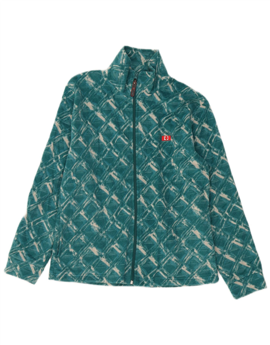 CANADA LOGAN Womens Fleece Jacket UK 14 Medium Green Check Polyester