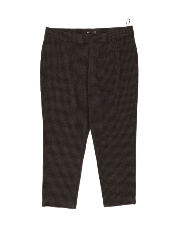 Marks & Spencer Womens Cropped Trousers UK 18 XL W36 L25 Grey Houndstooth