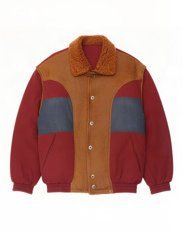 Vintage Mens Windbreaker Jacket UK 42 XL Burgundy Colourblock