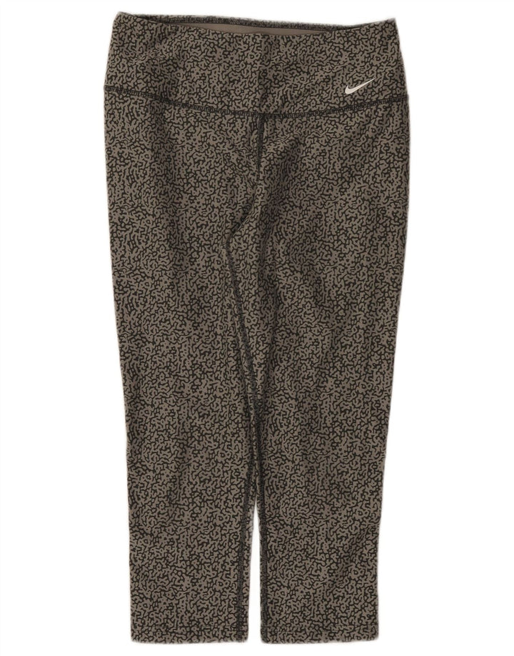 Nike Womens Dri Fit Abstract Pattern Capri Leggings UK 10 Small Grey