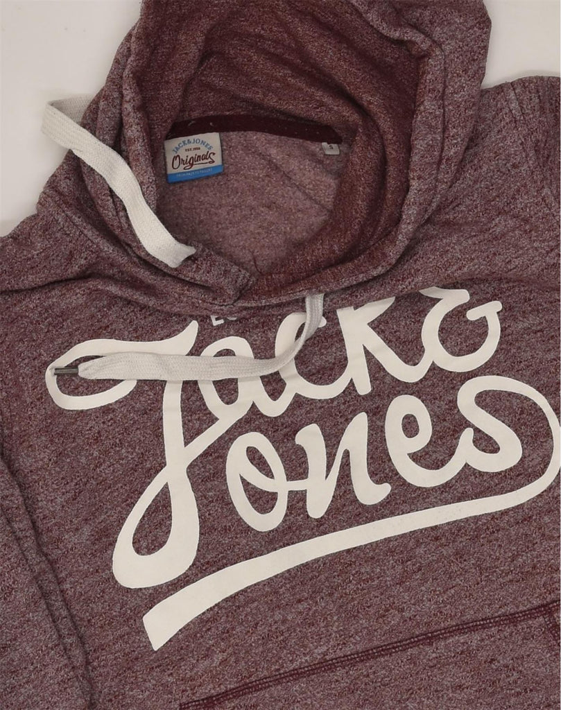 JACK & JONES Mens Graphic Hoodie Jumper Small Maroon Cotton | Vintage Jack & Jones | Thrift | Second-Hand Jack & Jones | Used Clothing | Messina Hembry 