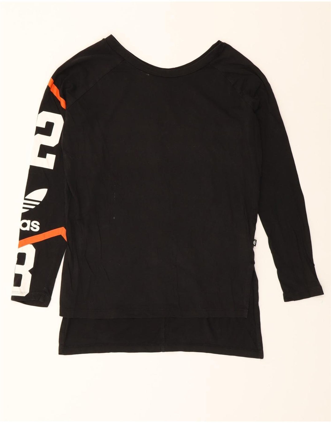 ADIDAS Womens Oversized Graphic Top Long Sleeve UK 10 Small  Black Cotton Vintage Adidas and Second-Hand Adidas from Messina Hembry 