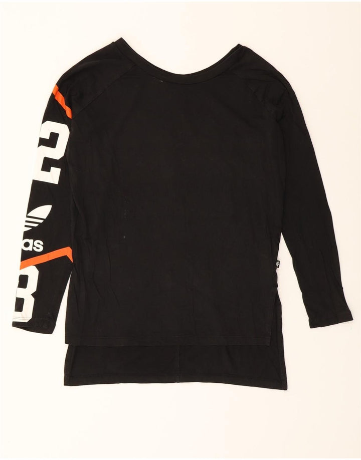 ADIDAS Womens Oversized Graphic Top Long Sleeve UK 10 Small  Black Cotton Vintage Adidas and Second-Hand Adidas from Messina Hembry 