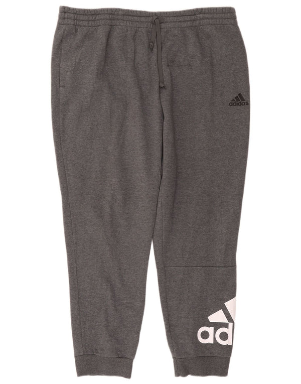 Adidas Mens Graphic Tracksuit Trousers Joggers 2XL Grey Polyester