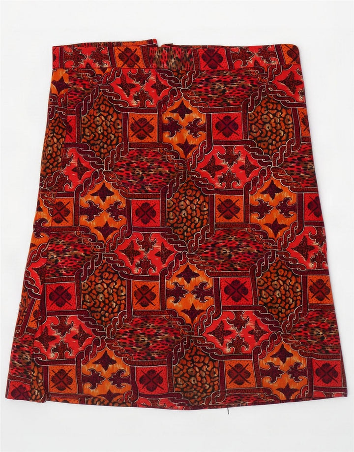 Vintage Womens Midi Skirt Large W34 Multicoloured Geometric