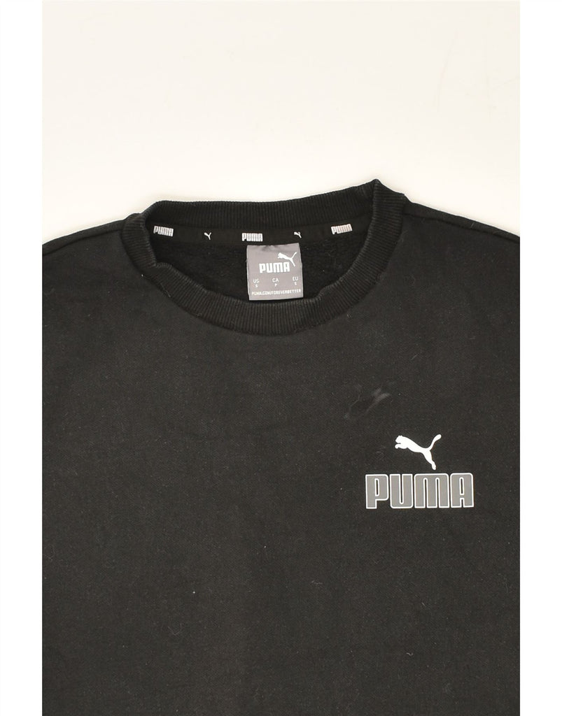 PUMA Mens Sweatshirt Jumper Small Black Cotton | Vintage Puma | Thrift | Second-Hand Puma | Used Clothing | Messina Hembry 