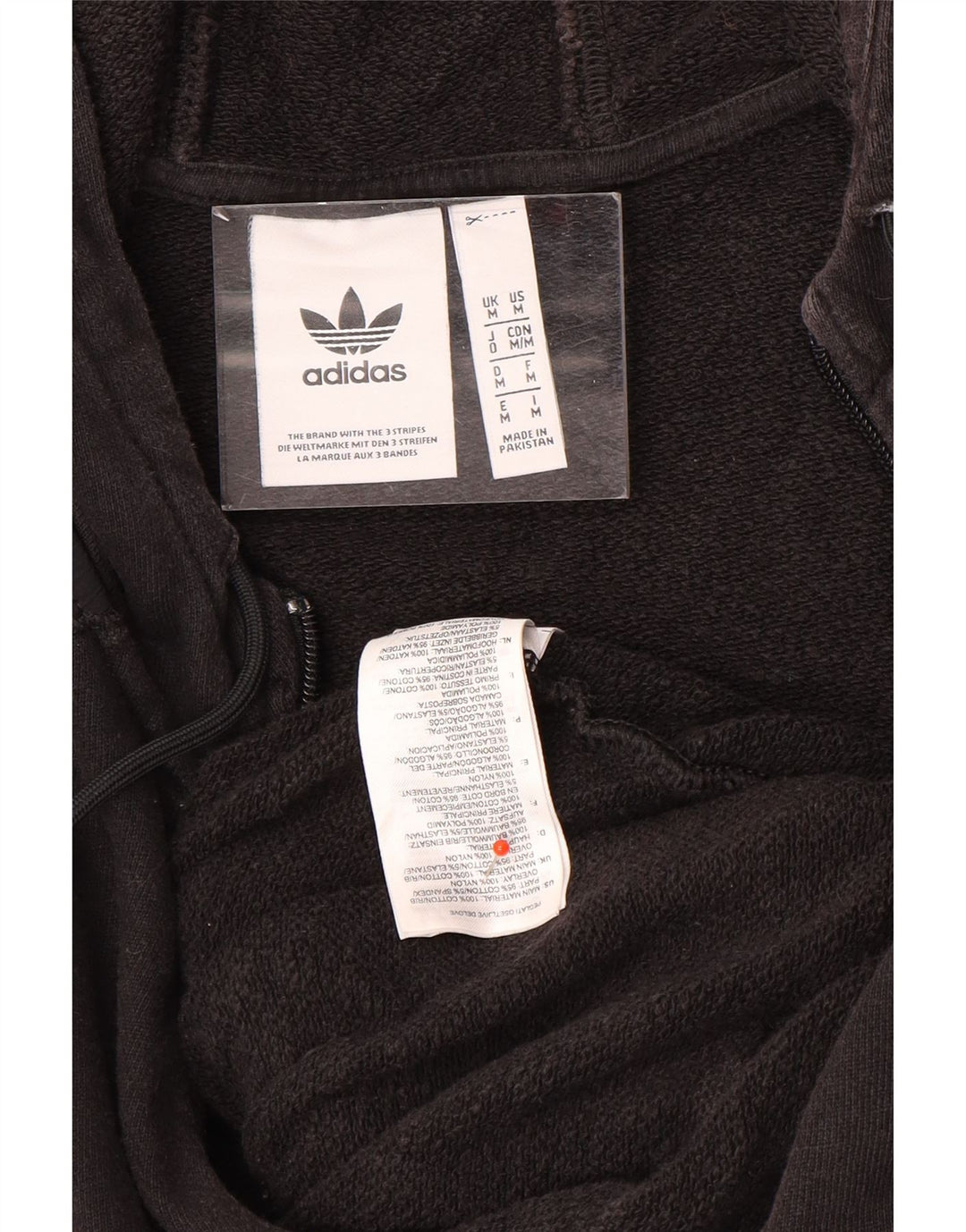 Adidas Mens Zip Hoodie Sweater Medium Black Cotton