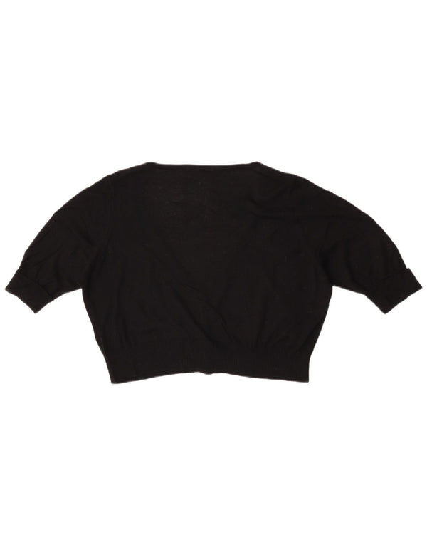Marks & Spencer Womens Crop Cardigan Sweater UK 18 XL Black Cotton