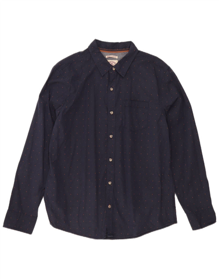 Fat Face Mens Regular Fit Shirt Large Navy Blue Spotted Cotton