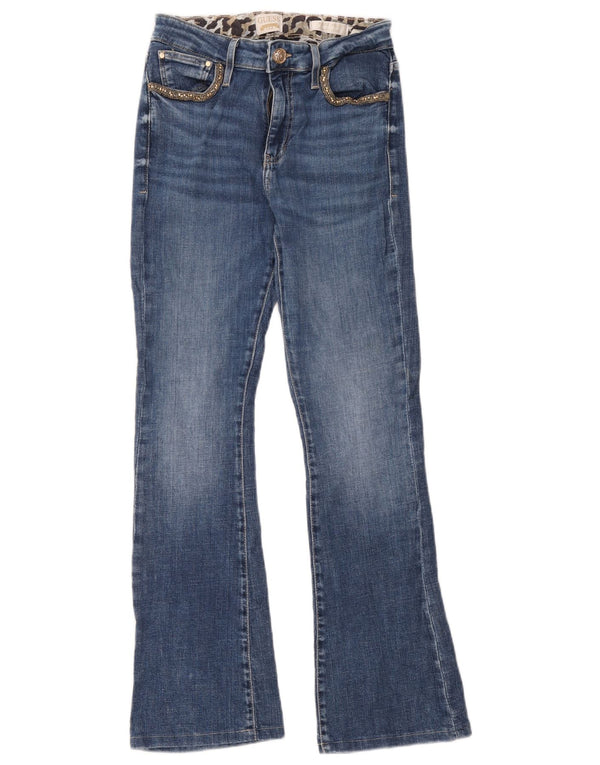 Guess Womens High Rise Bootcut Jeans W28 L28 Blue Cotton