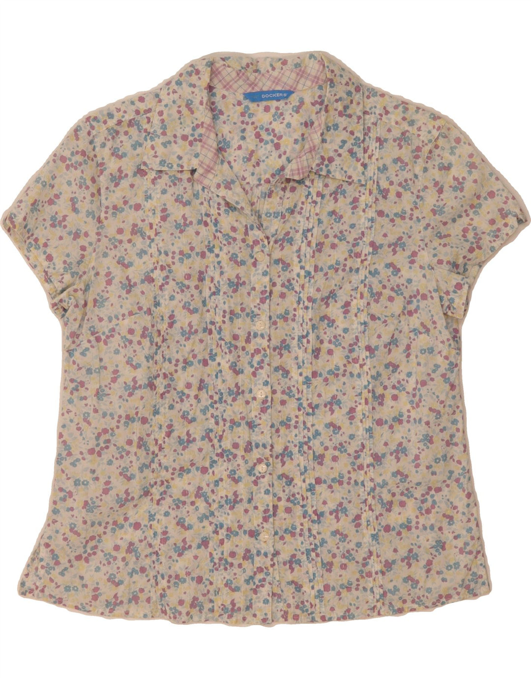 DOCKERS Womens Short Sleeve Shirt UK 14 Medium Multicoloured Floral Vintage Dockers and Second-Hand Dockers from Messina Hembry 