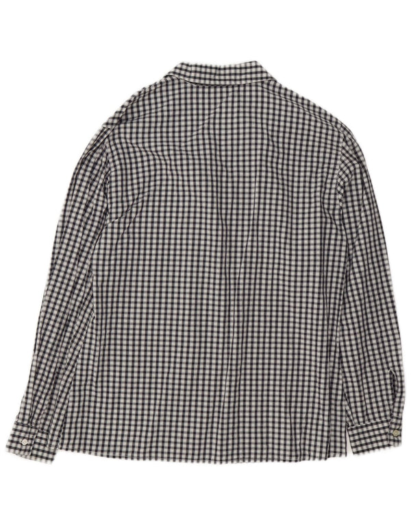 Sisley Womens Sleepwear Shirt Blouse IT 44 Medium Navy Blue Gingham Cotton