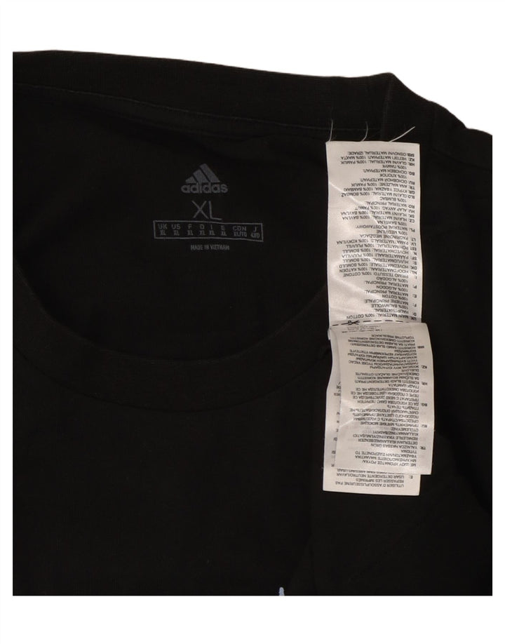 ADIDAS Mens Graphic T-Shirt Top XL Black Cotton