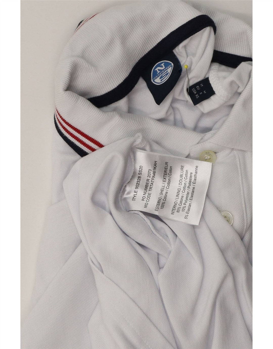 North Sails Mens Graphic Polo Shirt Small White Cotton