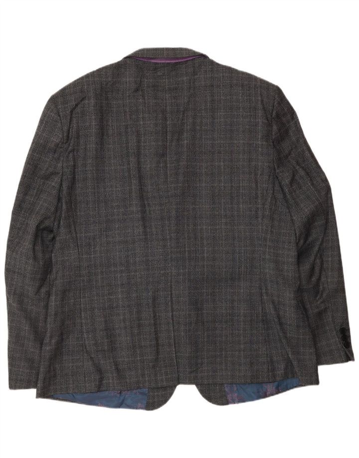 Ted Baker Mens 2 Button Blazer Jacket UK 46 3XL Grey Check Wool