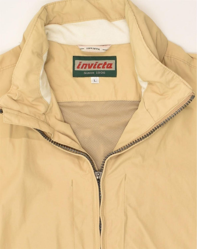 INVICTA Mens Tracksuit Top Jacket UK 40 Large Beige Cotton | Vintage Invicta | Thrift | Second-Hand Invicta | Used Clothing | Messina Hembry 