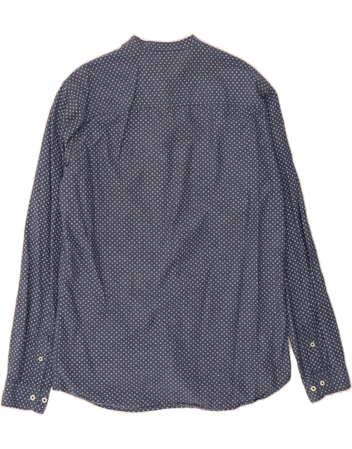 JACK & JONES Mens Slim Fit Shirt Medium Navy Blue Geometric Cotton Vintage Jack & Jones and Second-Hand Jack & Jones from Messina Hembry 
