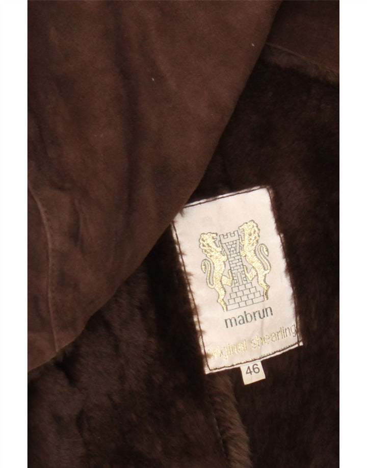 Mabrun Womens Shearling Coat IT 46 Large Brown Shearling