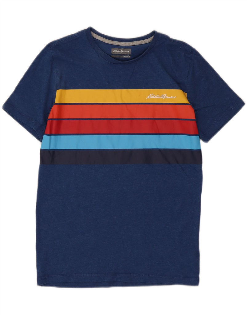 EDDIE BAUER Boys T-Shirt Top 14-15 Years Large Blue Striped Cotton Vintage Eddie Bauer and Second-Hand Eddie Bauer from Messina Hembry 