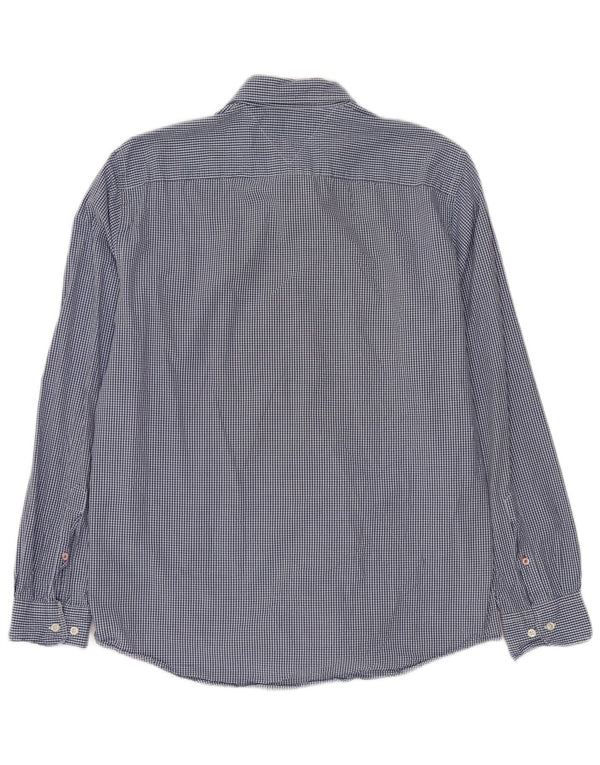 TOMMY HILFIGER Mens Regular Fit Shirt Large Blue Gingham Cotton