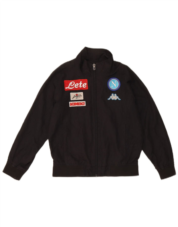 Kappa Boys Graphic Tracksuit Top Jacket 7-8 Years Black Polyester