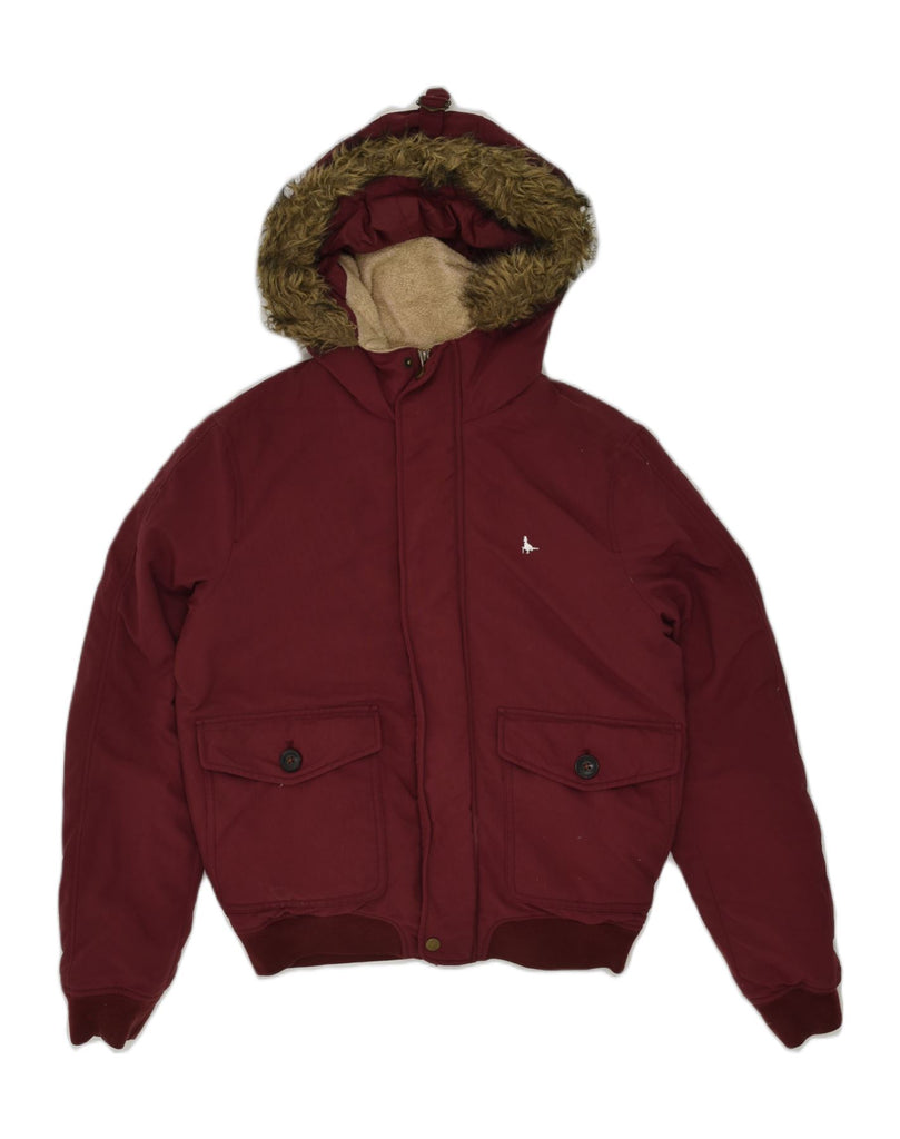 JACK WILLS Mens Hooded Padded Jacket UK 36 Small Burgundy Polyester | Vintage Jack Wills | Thrift | Second-Hand Jack Wills | Used Clothing | Messina Hembry 