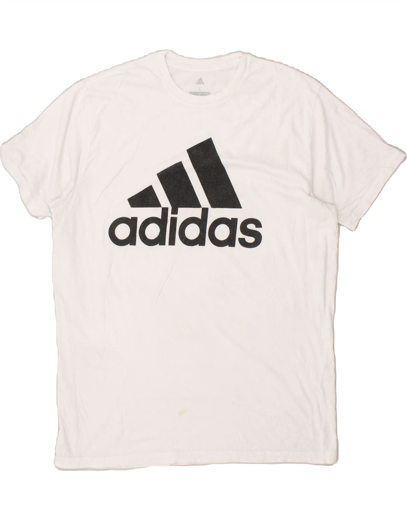 ADIDAS Mens Graphic T-Shirt Top Large White Cotton | Vintage Adidas | Thrift | Second-Hand Adidas | Used Clothing | Messina Hembry 