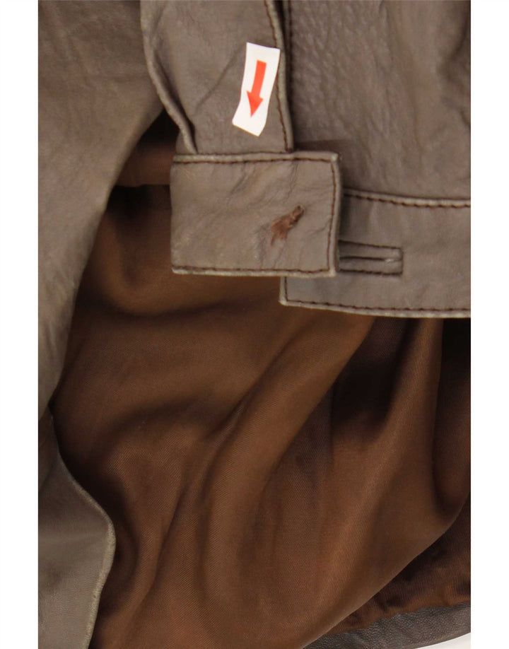 Vintage Womens Leather Jacket IT 48 XL Brown