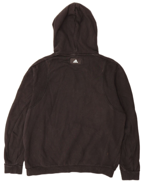 Adidas Mens Graphic Hoodie Jumper Large Black Cotton