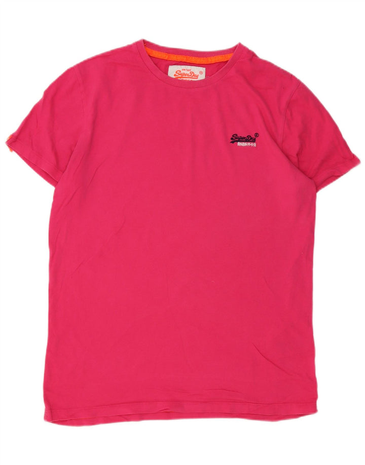 Superdry Womens T-Shirt Top Large Pink Cotton