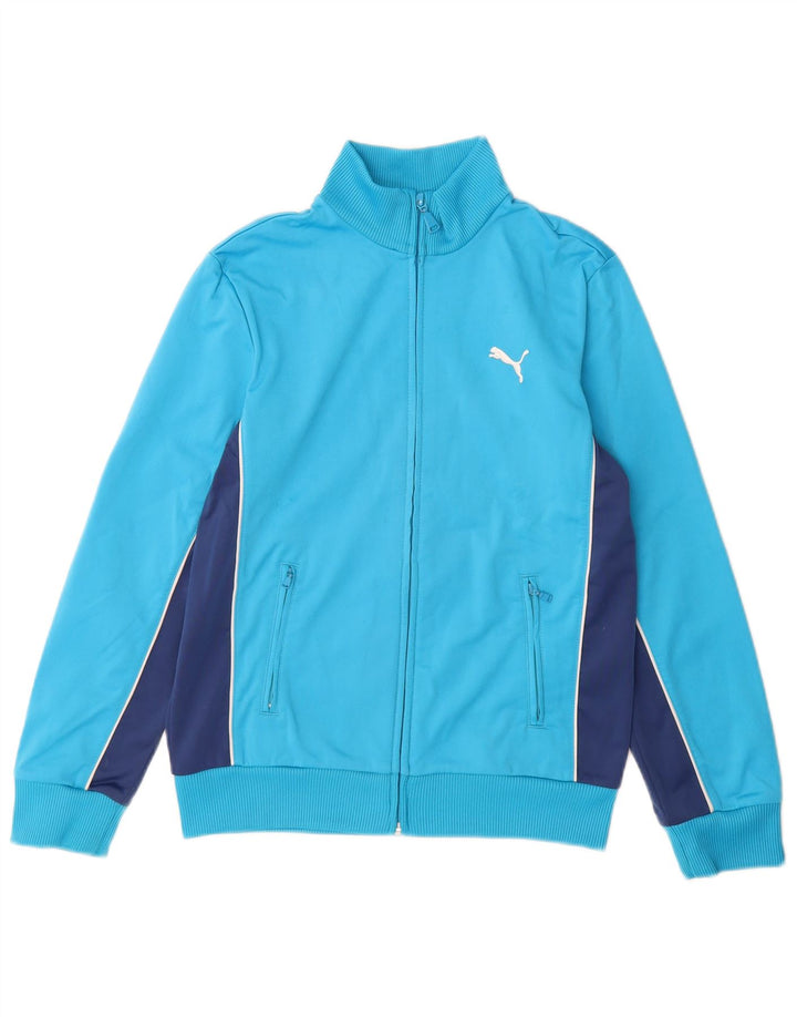 Adidas Boys Tracksuit Top Jacket 11-12 Years Blue Colourblock Polyester