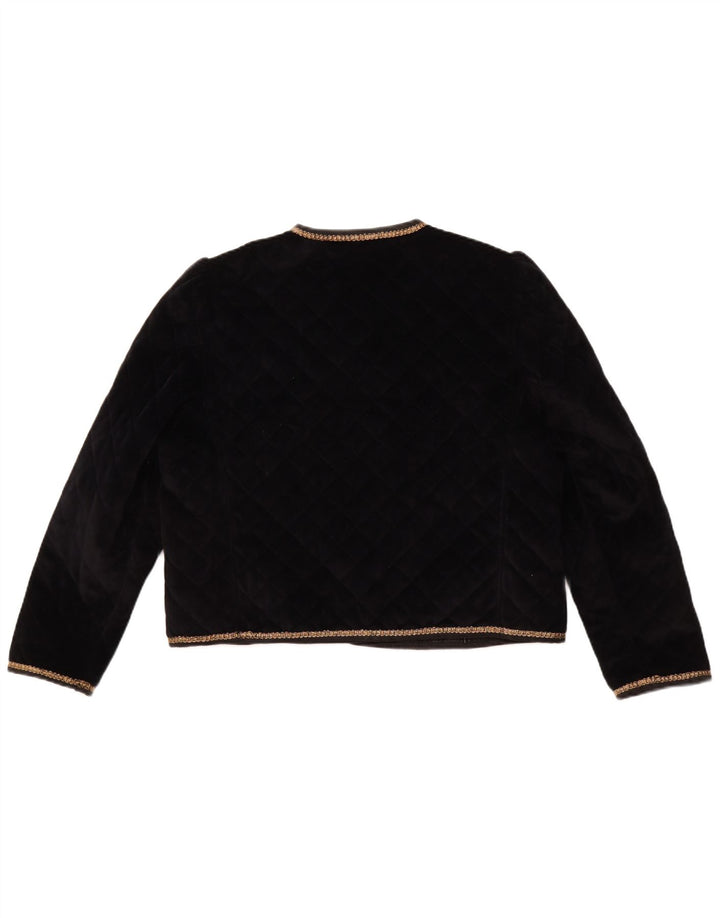 YESSICA Womens 5 Button Quilted Blazer Jacket UK 12 Medium Black