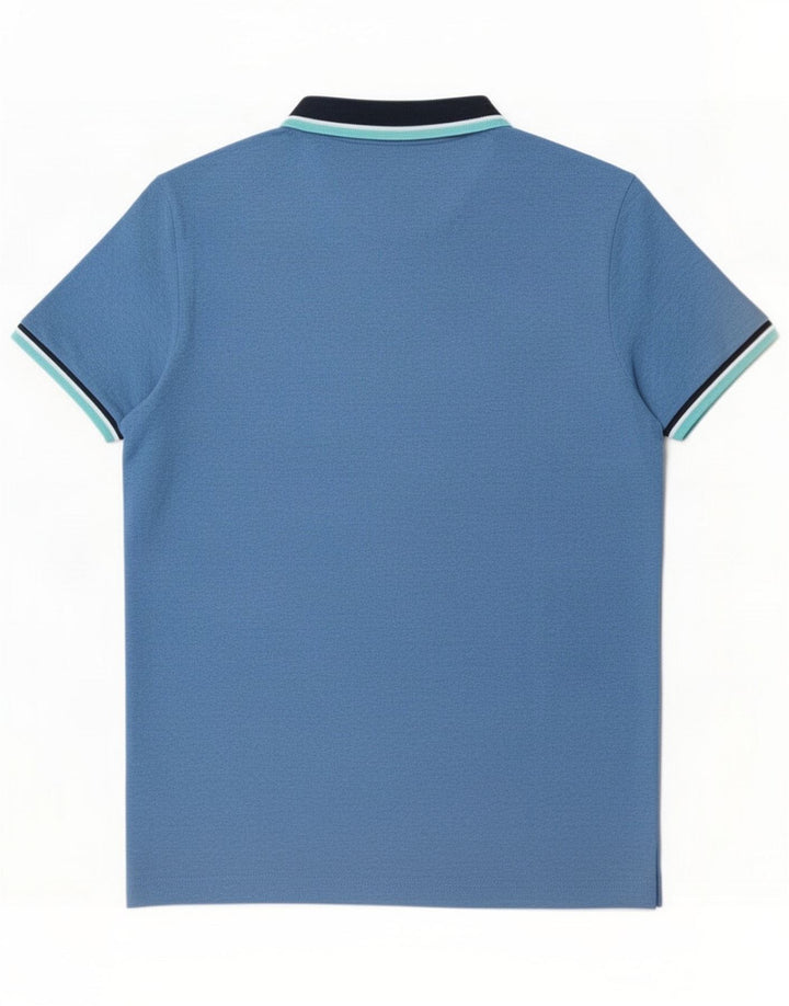 Lotto Mens Polo Shirt Large Blue Striped Polyester