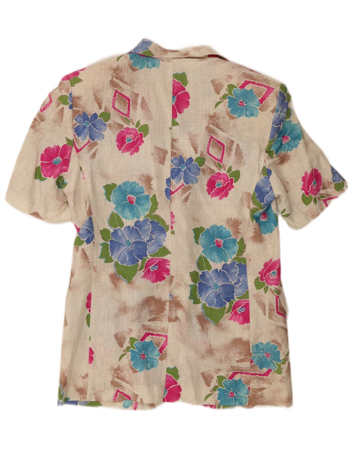 Vintage Womens Short Sleeve Cardigan Top IT 44 Medium Beige Floral