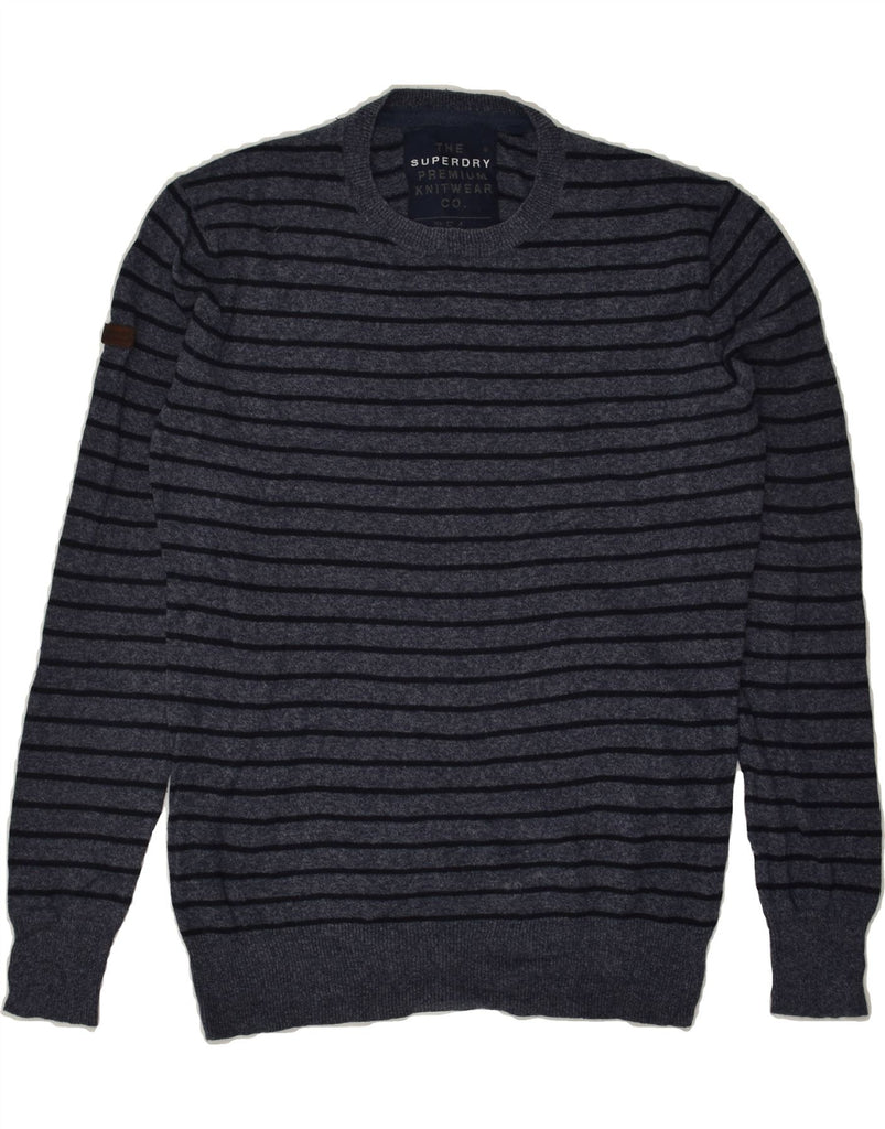 SUPERDRY Mens Premium Crew Neck Jumper Sweater Small Navy Blue Striped | Vintage Superdry | Thrift | Second-Hand Superdry | Used Clothing | Messina Hembry 