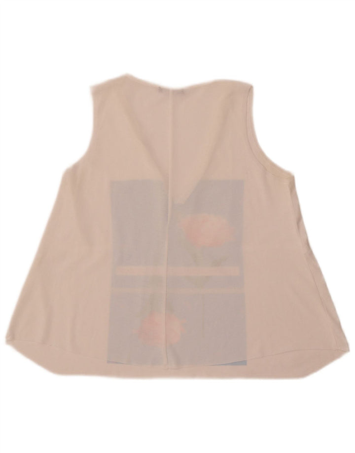 Zara Womens Graphic Vest Top UK 10 Small White Floral