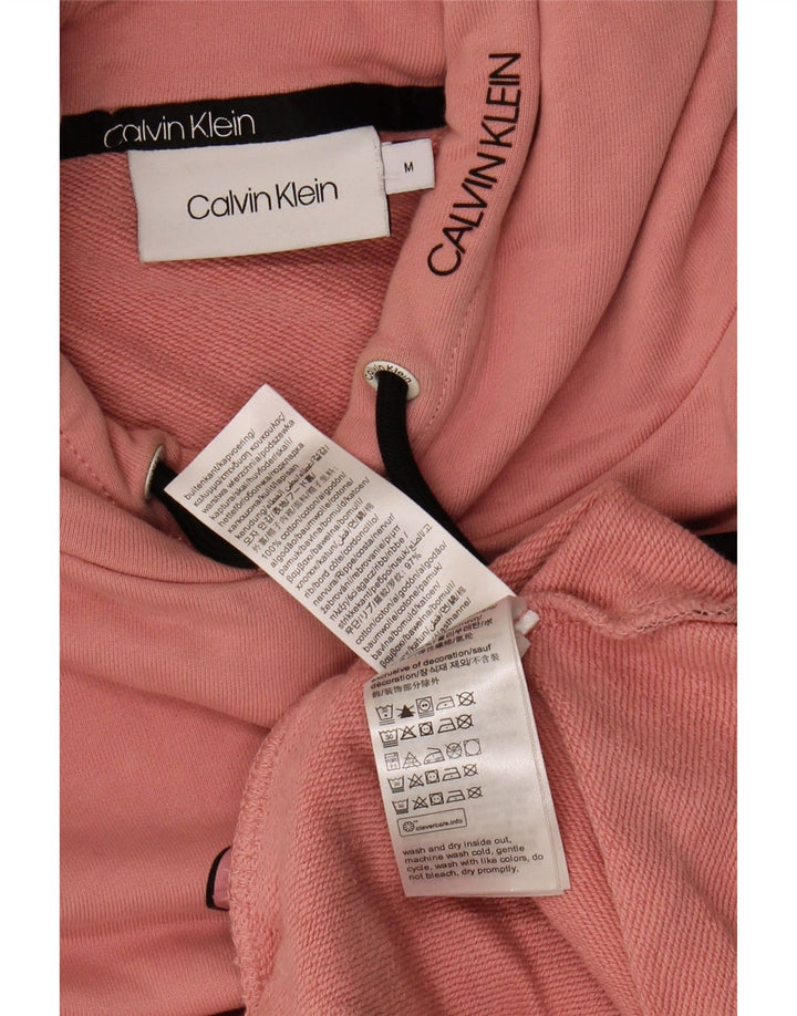 CALVIN KLEIN Mens Graphic Hoodie Jumper Medium Pink Cotton