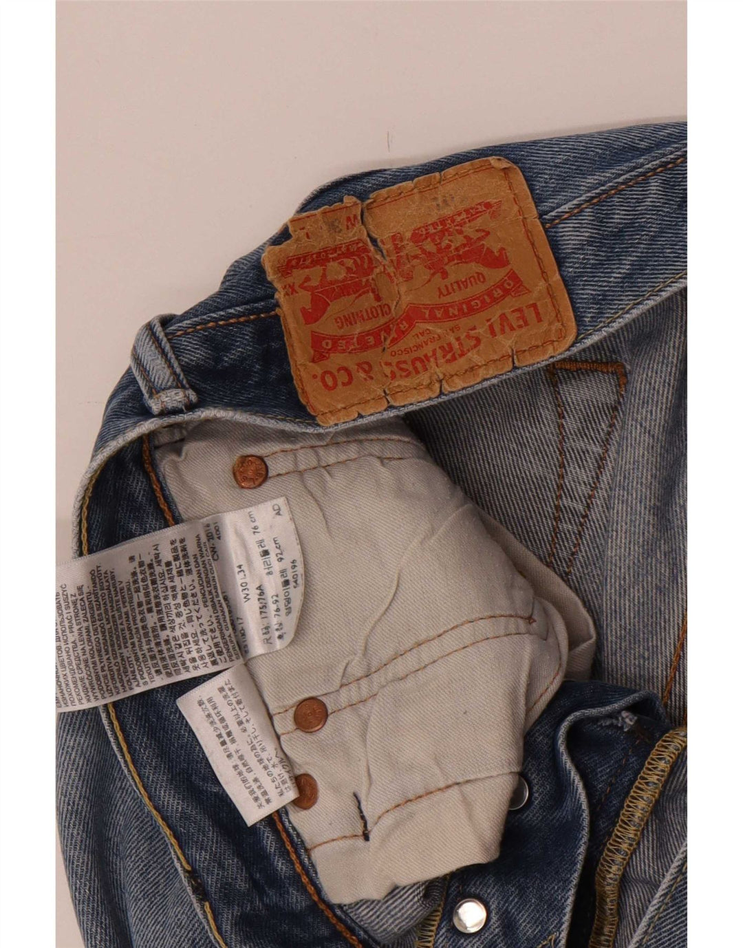 Levi's Mens Distressed Straight Jeans W30 L34 Blue Cotton