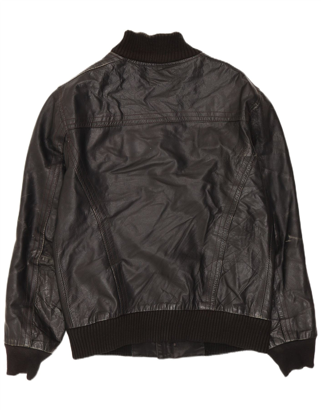 Conbipel Mens Leather Jacket IT 46 Small Black Leather
