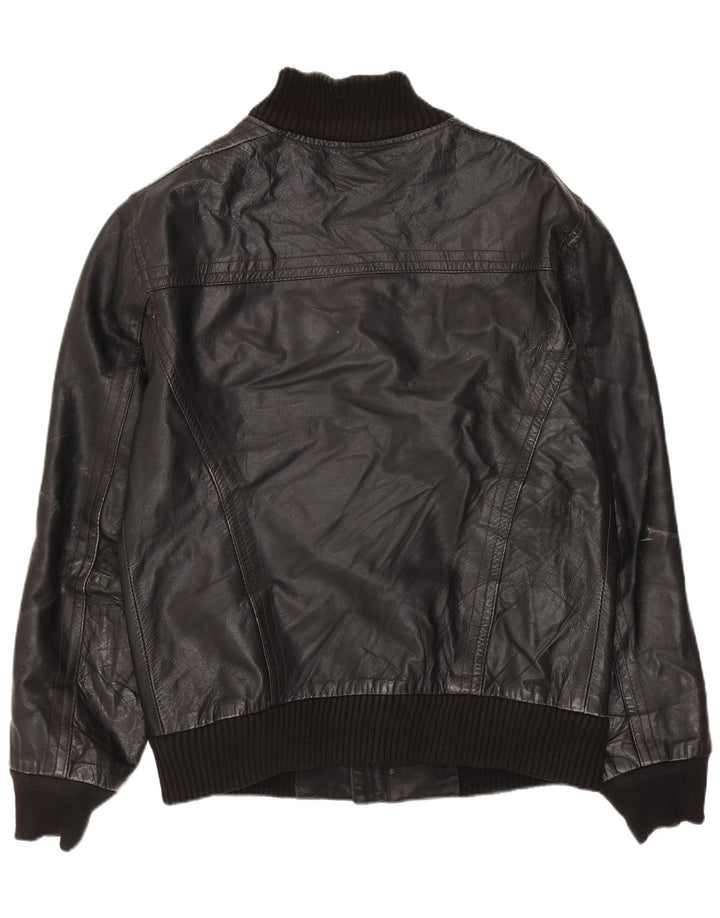 Conbipel Mens Leather Jacket IT 46 Small Black Leather