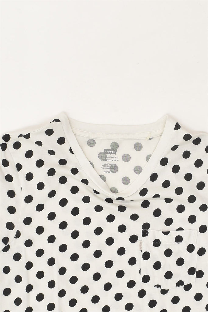 LEVI'S Womens Perfect Crew T-Shirt Top UK 6 XS White Polka Dot | Vintage Levi's | Thrift | Second-Hand Levi's | Used Clothing | Messina Hembry 